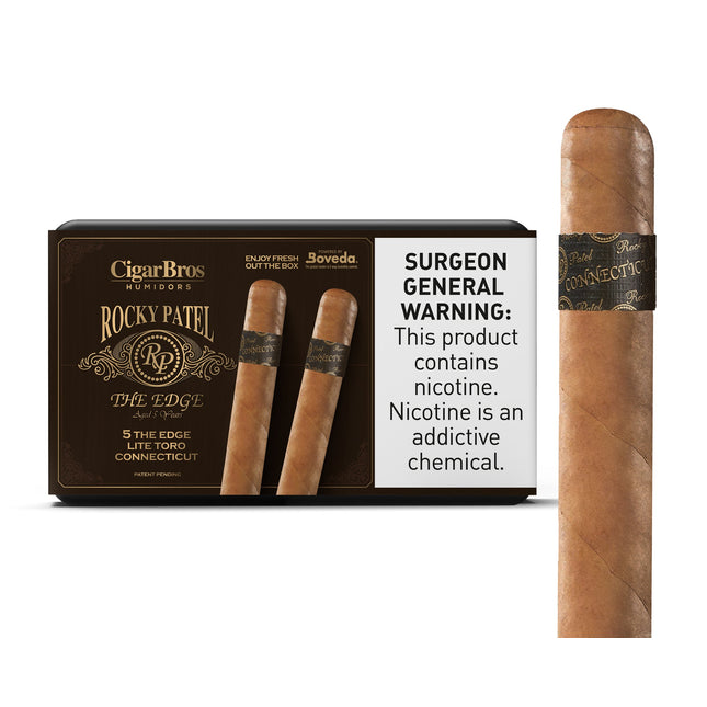Rocky Patel Edge By CigarBros 5ct Rocky The Edge Toro Connecticut + 5% Discount + FREE Humidor