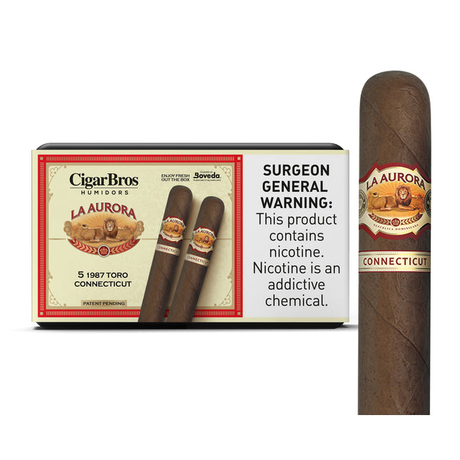 La Aurora by CigarBros 5ct La Aurora 1987 Toro Connecticut + 5% Discount + FREE Humidor