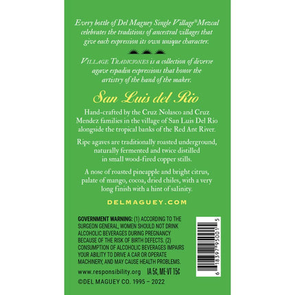 Del Maguey Single Village Mezcal San Luis Del Rio Proof 93