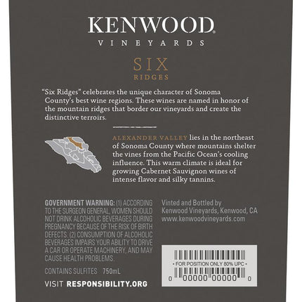 Kenwood Six Ridges Cabernet Sauvignon 2017