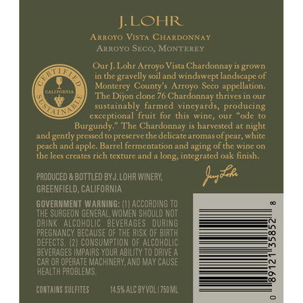 J. Lohr Vineyards Arroyo Vista Chardonnay 2019