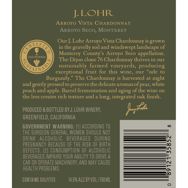 J. Lohr Vineyards Arroyo Vista Chardonnay 2019