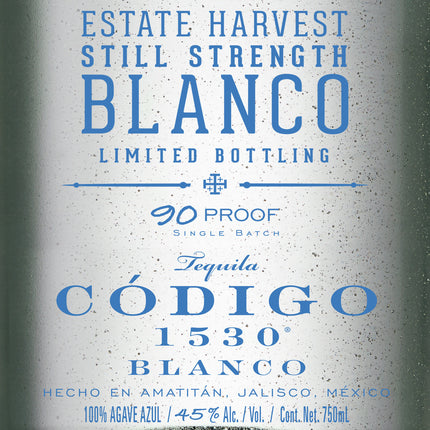 Codigo 1530 Blanco Estate Harvest Still Strength Blanco Limited Bottling