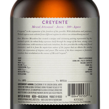 Creyente Mezcal Artesanal Joven Tobala