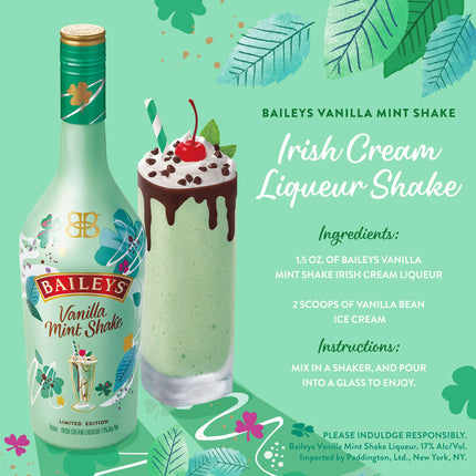 Baileys Vanilla Mint Shake Limited Edition Irish Cream