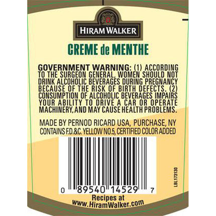 Hiram Walker Creme de Menthe Cocktail Mixers