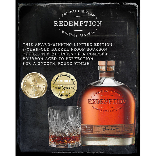 Redemption 9 Year Old Barrel Proof Bourbon Whiskey