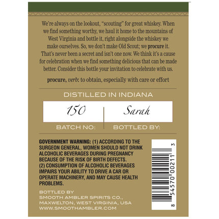 Smooth Ambler Old Scout Single Barrel Cask Strength Straight Rye 4 Yr