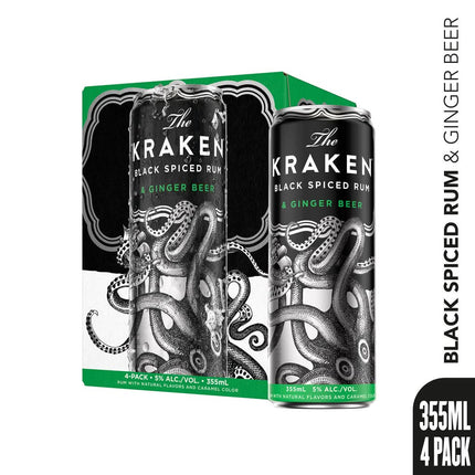 The Kraken Black Spiced Rum and Ginger Beer (4 Pack) 355mL