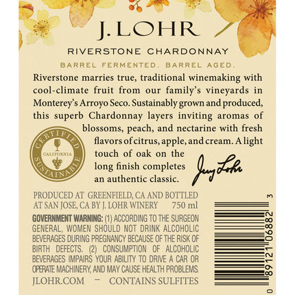 J. Lohr Estates Riverstone Chardonnay Arroyo Secco 2018