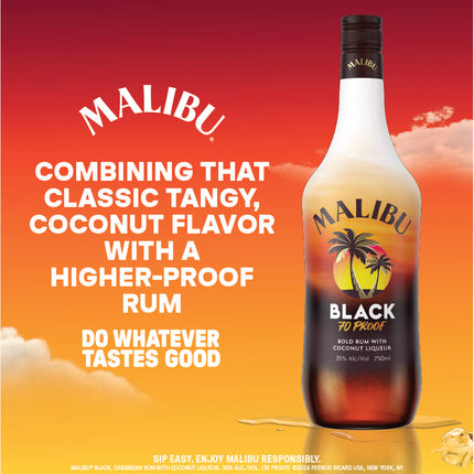 Malibu Black Coconut Rum Liqueur 1L