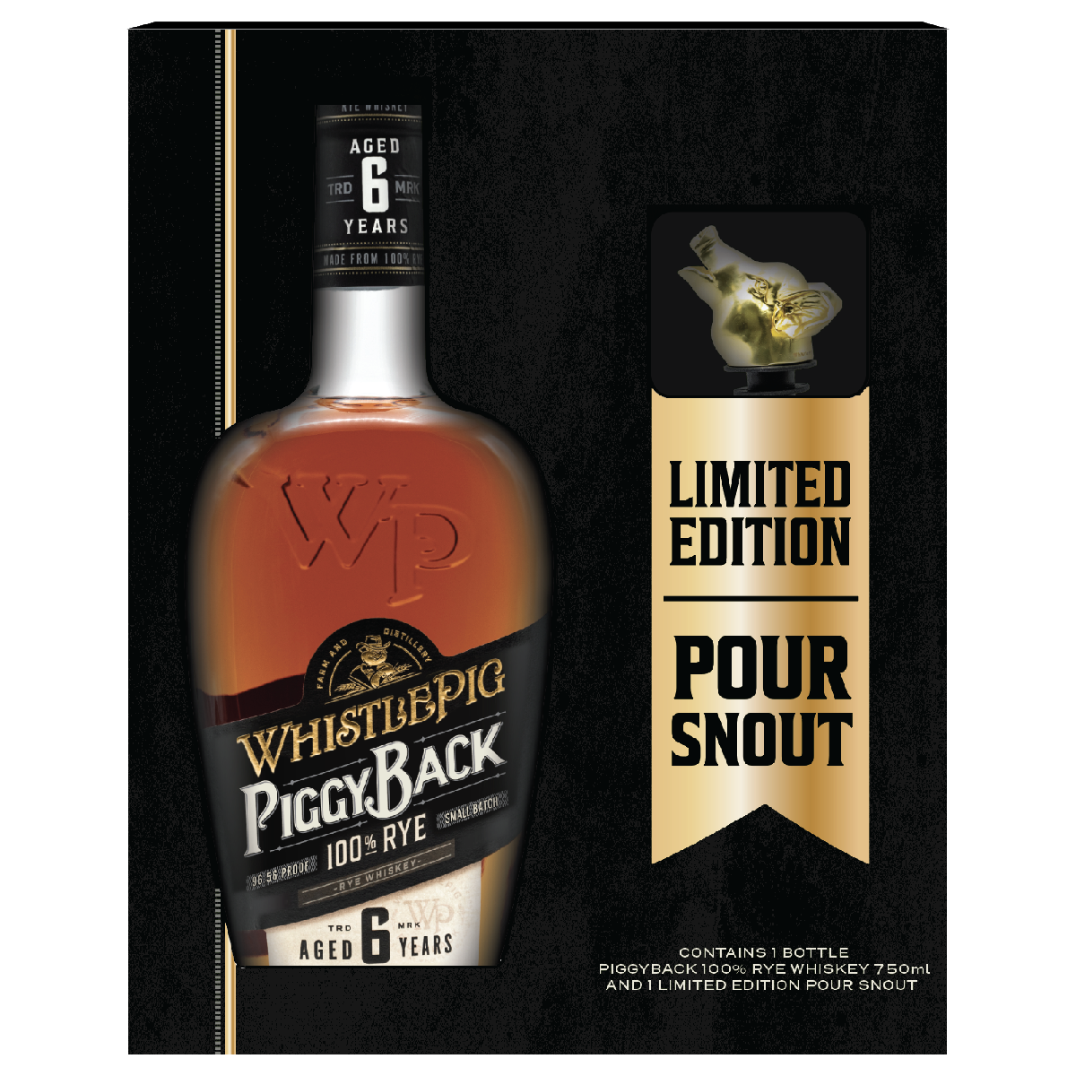 WhistlePig 6 Year Old Piggyback Rye W/ Limited Edition Pour Snout