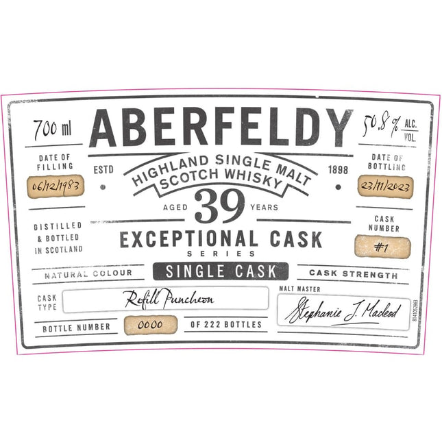 Aberfeldy 39 Year Old Exceptional Cask Series - Barbank