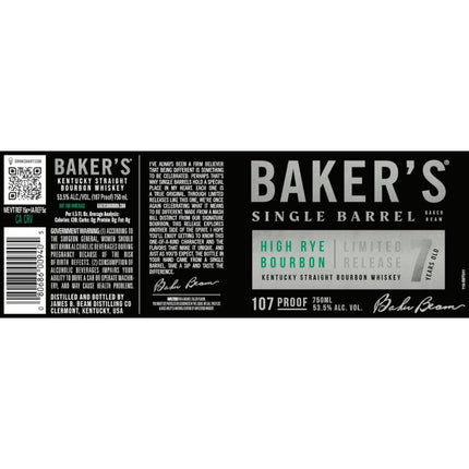 Baker’s 7 Year Old Single Barrel High Rye Bourbon