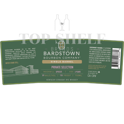 Bardstown Bourbon Single Barrel Private Selection Rye - Barbank
