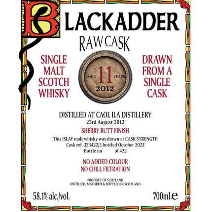 Blackadder Raw Cask Caol Ila 11 Year Old 2012 - Barbank