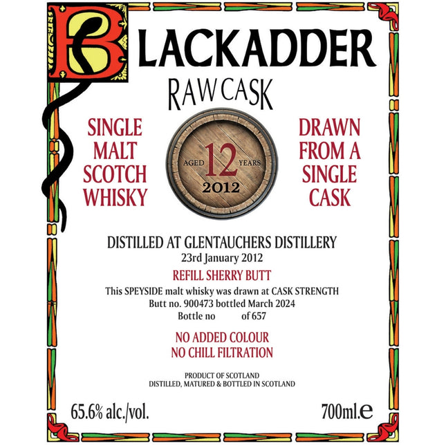 Blackadder Raw Cask Glentauchers 12 Year Old 2012 - Barbank