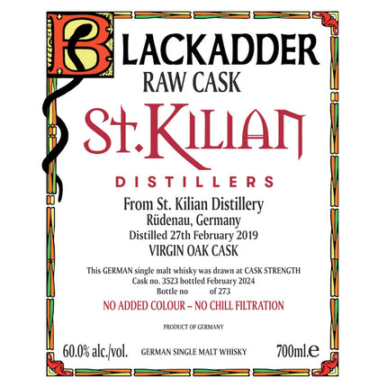 Blackadder Raw Cask St. Kilian Single Malt 2024 Release - Barbank