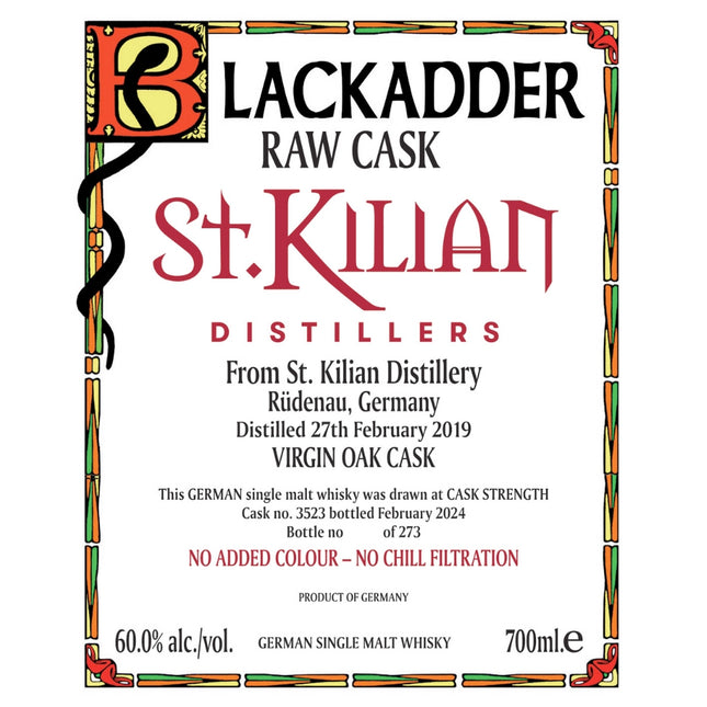 Blackadder Raw Cask St. Kilian Single Malt 2024 Release - Barbank