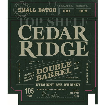 Cedar Ridge Double Barrel Straight Rye Whiskey - Barbank