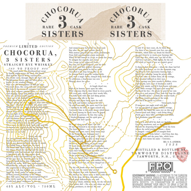 Chocorua 3 Sisters Straight Rye Whiskey - Barbank