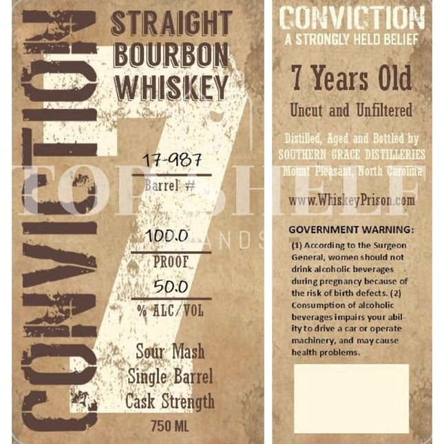 Conviction 7 Year Old Single Barrel Cask Strength Bourbon - Barbank