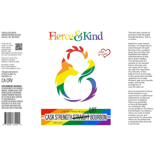 Fierce & Kind Limited Pride Release Cask Strength Gay Bourbon - Barbank