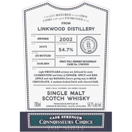 Gordon & MacPhail 2002 Linkwood 22 Year Old Connoisseurs Choice