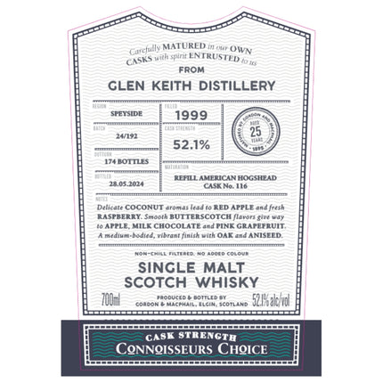 Gordon & Macphail 1999 Glen Keith 25 Year Old - Barbank