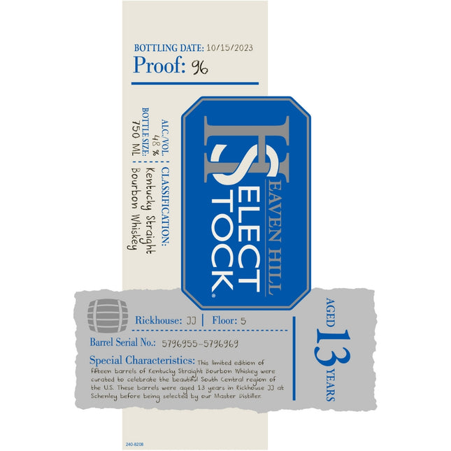 Heaven Hill Select Stock 13 Year Old Bourbon Rickhouse JJ - Barbank