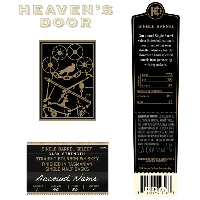 Heaven’s Door Single Barrel Select Finished in Tasmanian Single Malt Casks - Barbank