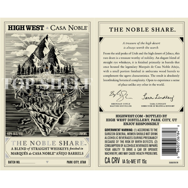 High West The Noble Share Blended Whiskey - Barbank