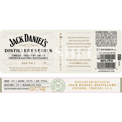Jack Daniel’s Distillery Series No. 14 High Toast Maple Finished Rye - Barbank