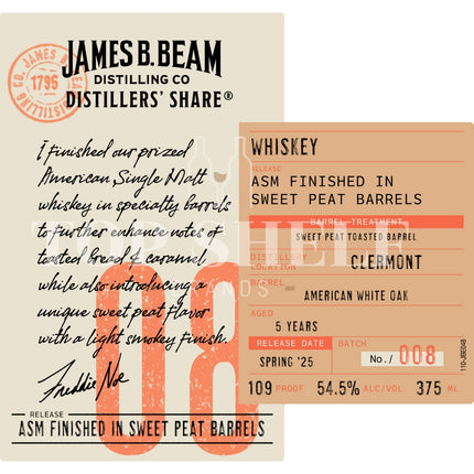 James B. Beam Distillers’ Share No. 08 ASM Finished in Sweet Peat Barrels - Barbank