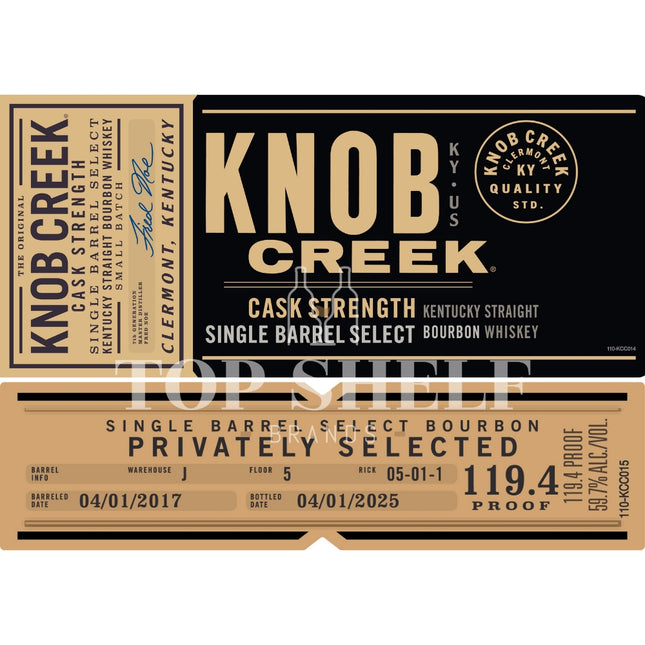 Knob Creek Cask Strength Single Barrel Select Bourbon - Barbank