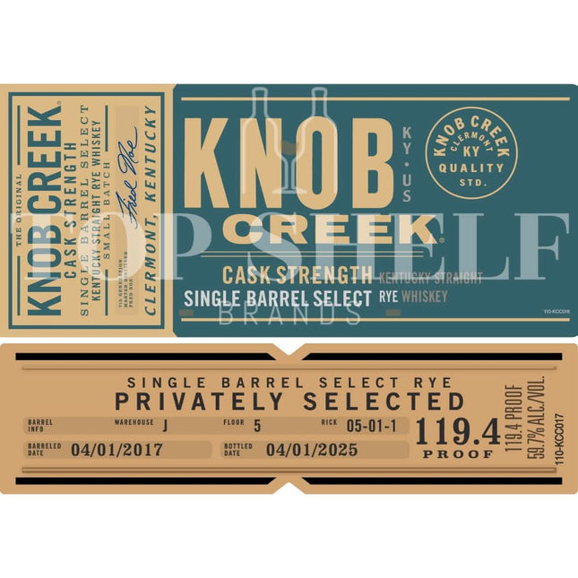 Knob Creek Cask Strength Single Barrel Select Rye - Barbank
