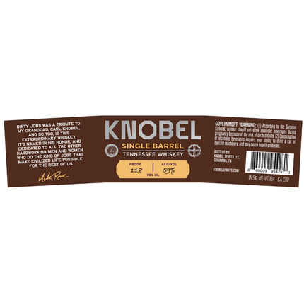 Knobel Single Barrel Tennessee Whiskey by Mike Rowe - Barbank