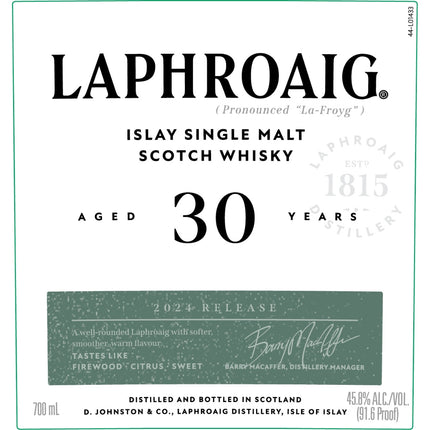 Laphroaig 30 Year Old 2024 Release - Barbank