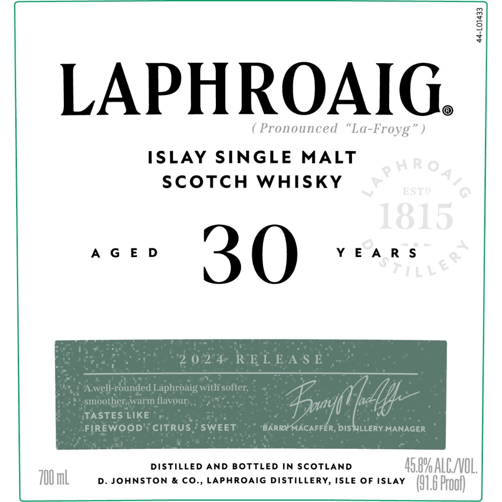 Laphroaig 30 Year Old 2024 Release