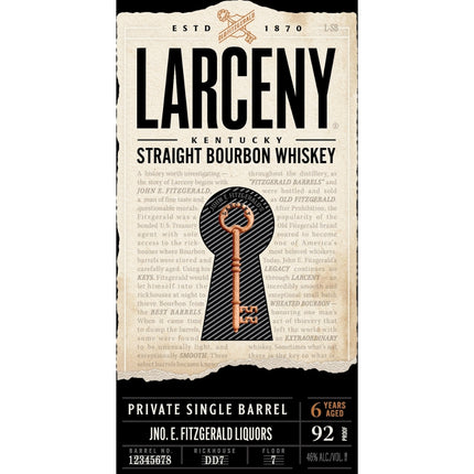 Larceny Private Single Barrel Straight Bourbon - Barbank