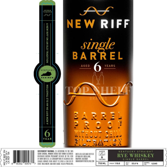 New Riff 6 Year Old Single Barrel Straight Rye - Barbank