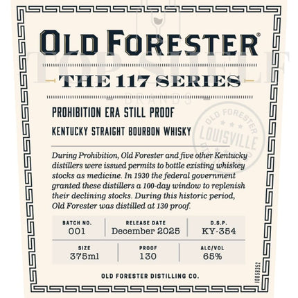 Old Forester The 117 Series Prohibition Era Still Proof Bourbon - Barbank