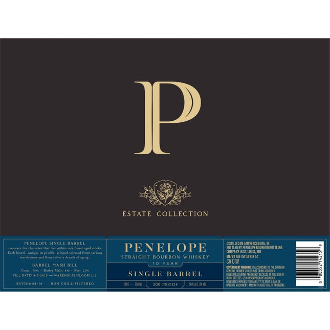 Penelope Estate Collection 10 Year Old Single Barrel Bourbon (98 Proof) - Barbank