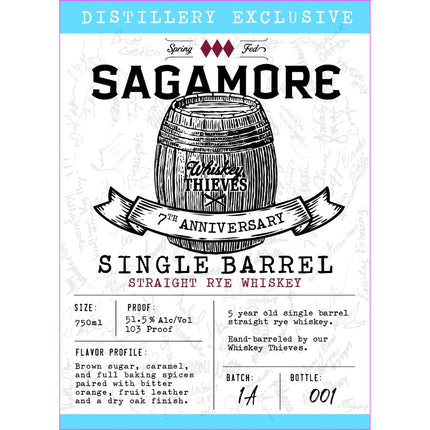 Sagamore 7th Anniversary Single Barrel Straight Rye Whiskey - Barbank