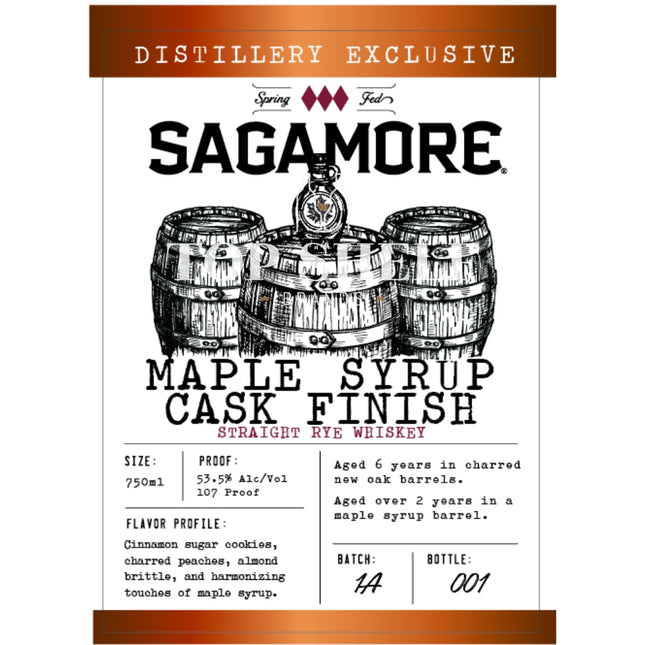 Sagamore 8 Year Old Maple Syrup Cask Finish Straight Rye