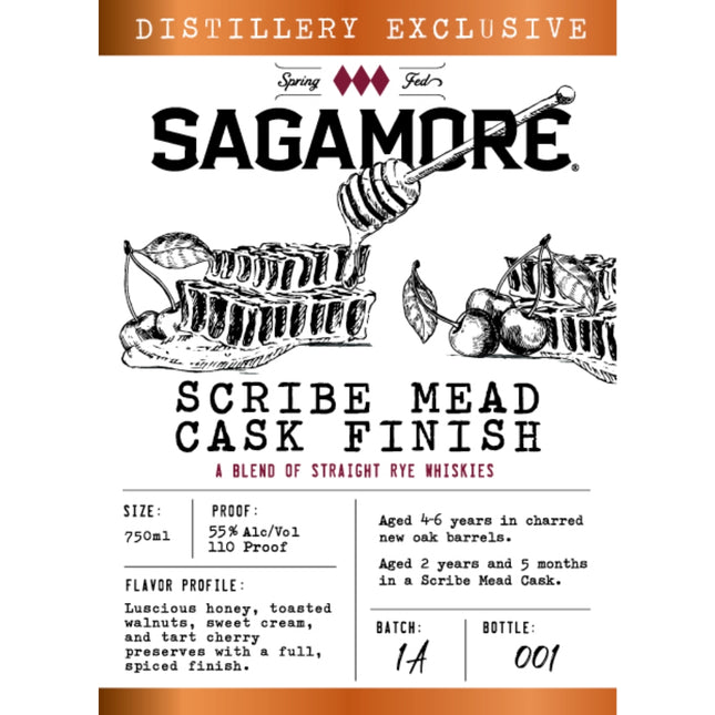 Sagamore Spirit Scribe Mead Cask Finish Straight Rye - Barbank