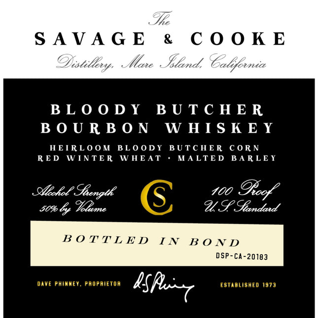 Savage & Cooke Bottled in Bond Bloody Butcher Bourbon - Barbank