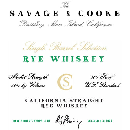 Savage & Cooke Single Barrel Selection Straight Rye