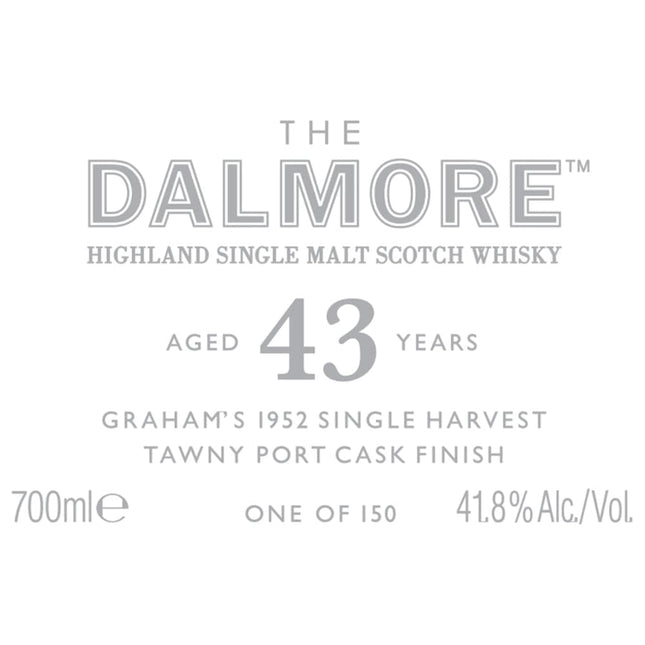 The Dalmore 43 Year Old Graham’s 1952 Single Harvest Tawny Port Cask - Barbank