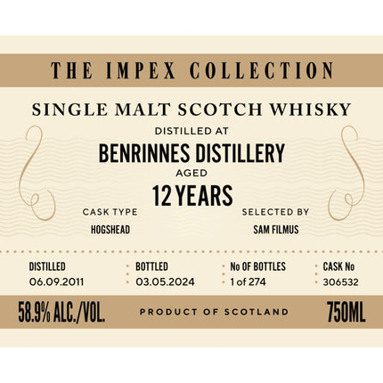 The ImpEx Collection Benrinnes Distillery 12 Year Old - Barbank